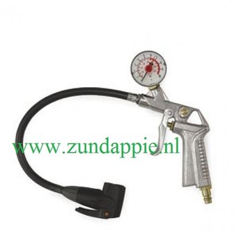 Cyclus luchtdrukpistool met manometer, 1/4&quot; aansluiting passend voor auto/schrader en dunlop/sclaverand ventielen